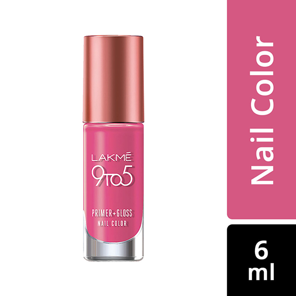 Lakme 9 To 5 Primer + Gloss Nail Color Pink Pace 6 Ml