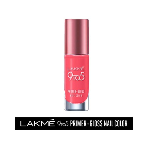 Lakme 9 to 5 Primer + Gloss Nail Colour Pink Flash 6 ml