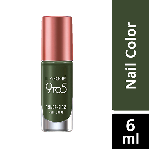 Lakme 9To5 Primer + Gloss Nail Colour Olive Green 6 Ml