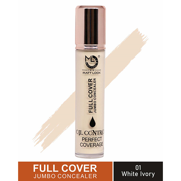 Matt Look Full Cover Jumbo Concealer Oil Control Perfect Coverage, White Ivory 11 ml