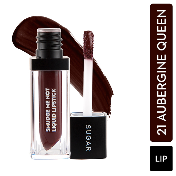 SUGAR Cosmetics Smudge Me Not Liquid Lipstick - 21 Aubergine Queen (Blackened Burgundy) 4.5 ml