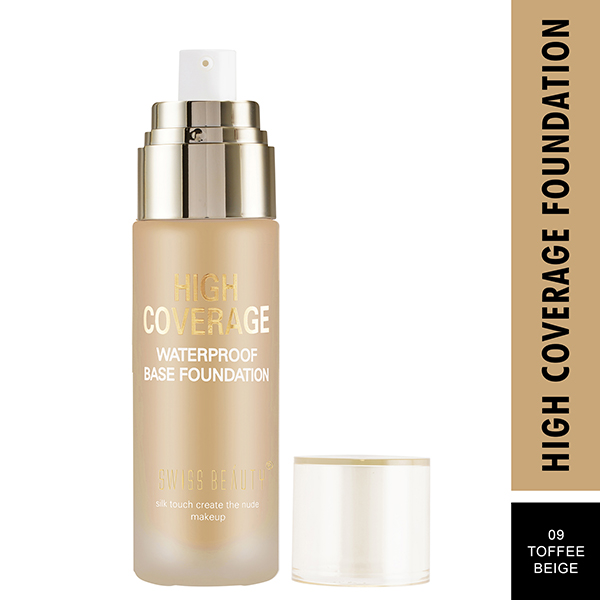Swiss Beauty High Coverage Waterproof Base Foundation - (Toffee Beige) 55 gm